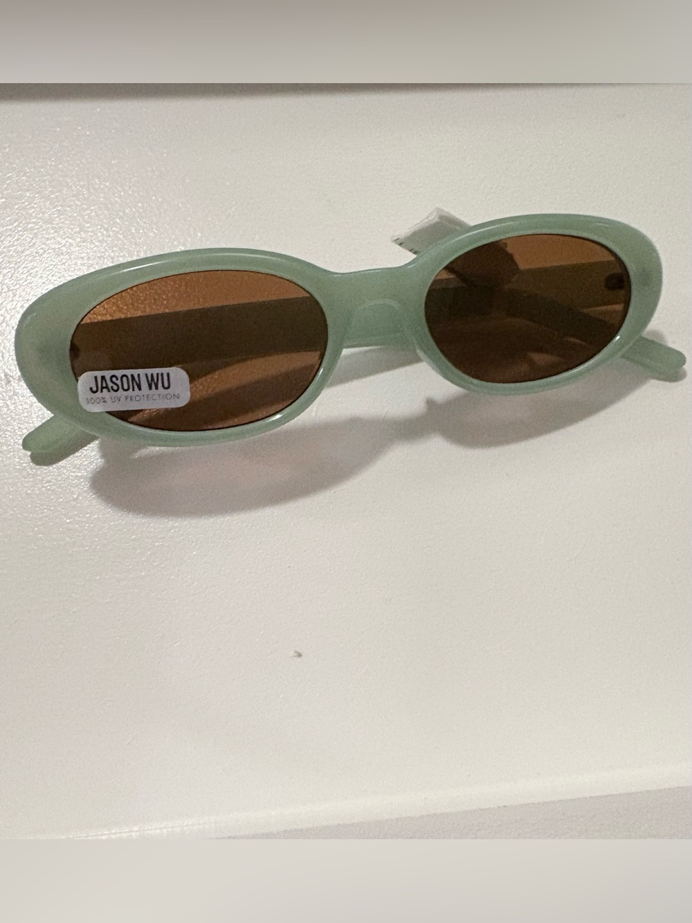 Jason Wu Mint Green NWT Oval Sunglasses Brown Lenses Retro American Luxury